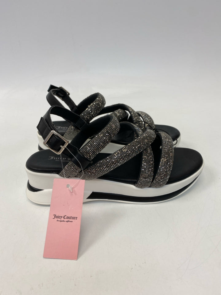 NWT Juicy Couture  Size 7.5 Black Silver Jeweled Sandals