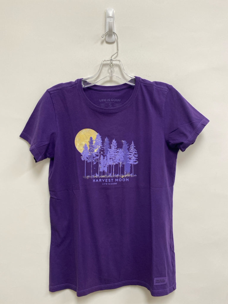 Life is Good Size S Purple Yellow Trees Short Sleeve Tee Ladies Top
