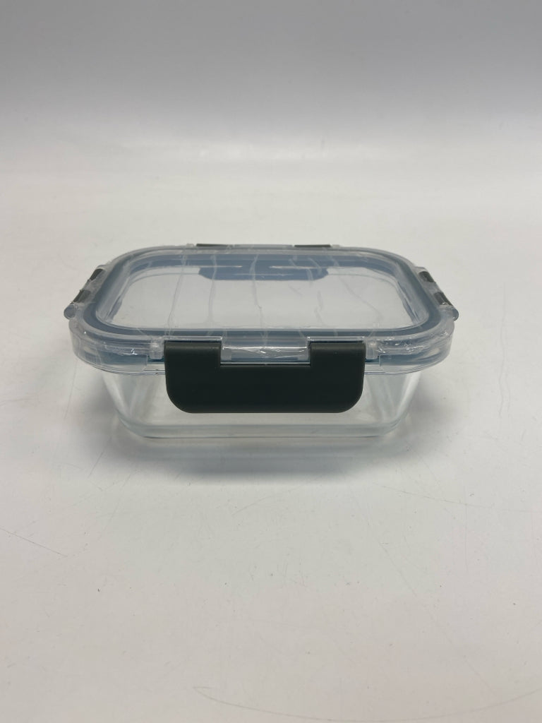 NWOT Clear Gray Glass Storage Container