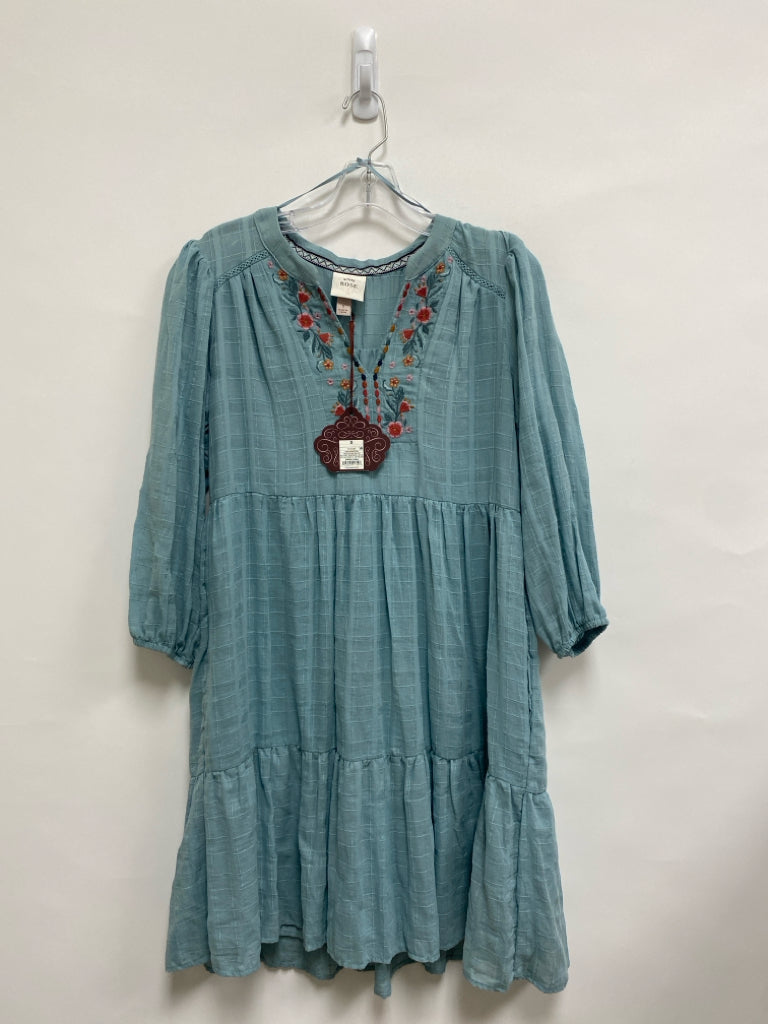 NWT KNOX ROSE Size S Seafoam Multi Color Embroidered Tiered Ladies Dress