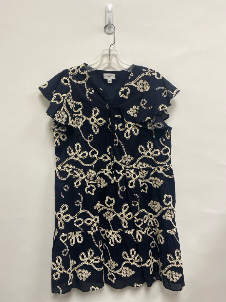 CeCe Size M Black Cream Embroidered Ladies Dress