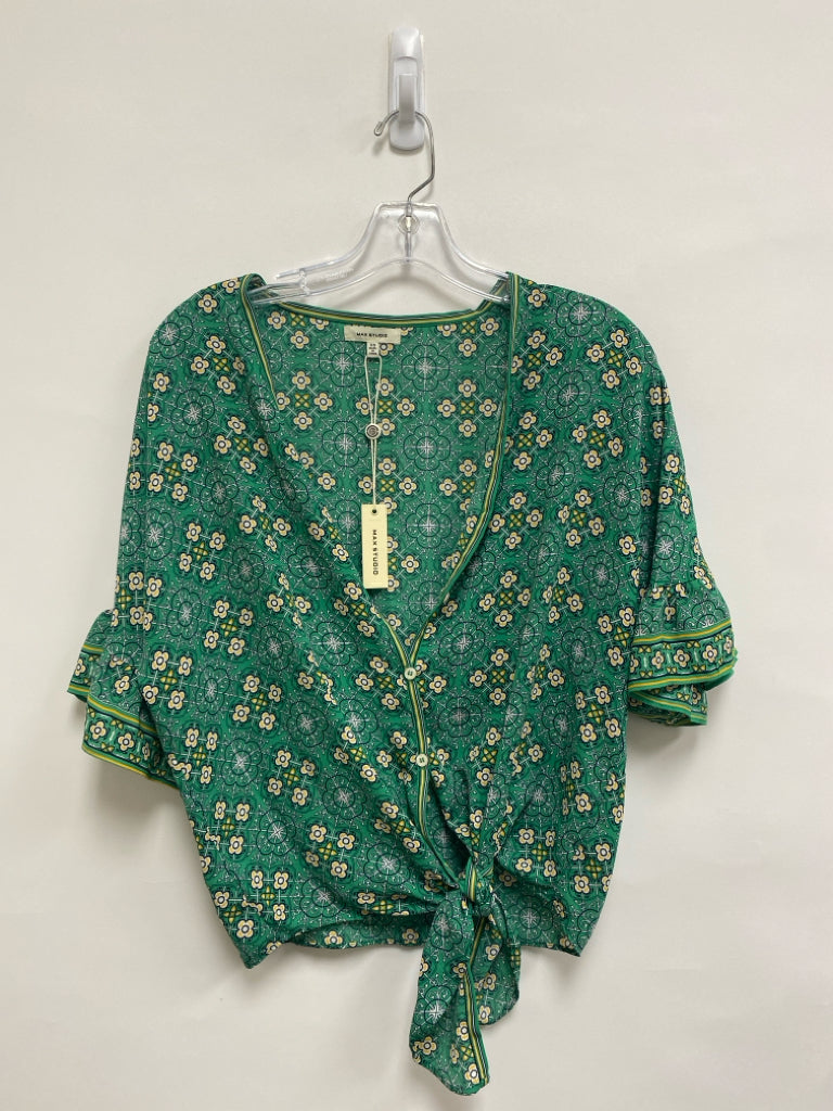 NWT Max Studio Size XS Green/White Yellow/Navy Floral V Neck Ladies Top