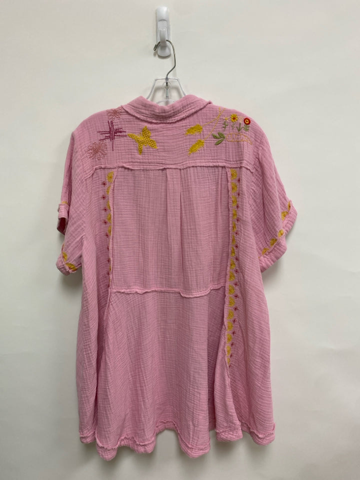 NWT JOHNNY WAS Size XL Pink Multi Color Embroidered Gauze Ladies Top