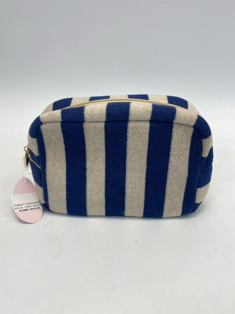 NWT Stone &amp; Stitch Tan Blue Stripe Make-up Bag