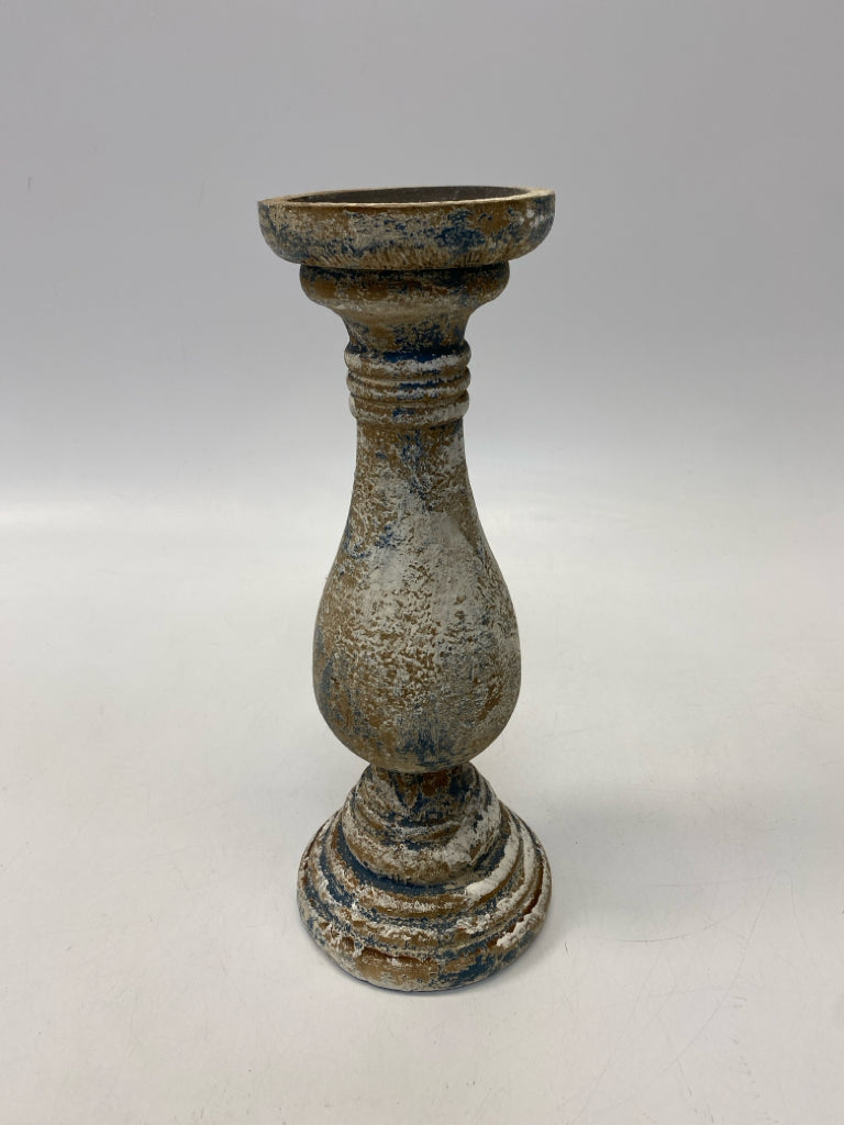 Brown Turquoise Distressed Candleholder(s)