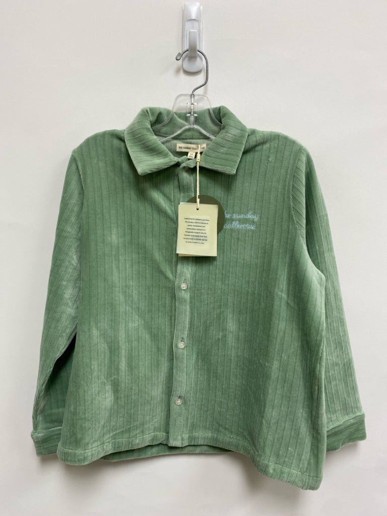 NWT The Sunday Collective SIZE 8/9 Green Ribbed Button Up Velour Boy&