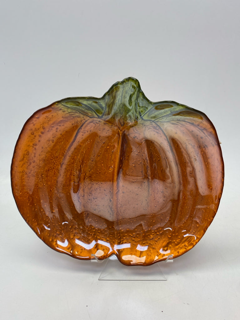 Orange Green Pumpkin Glass Fall