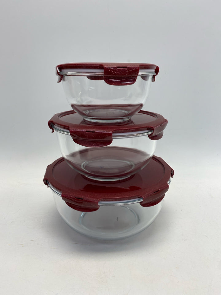 Lock &amp; Lock Red Clear Glitter Glass Bowl(s)