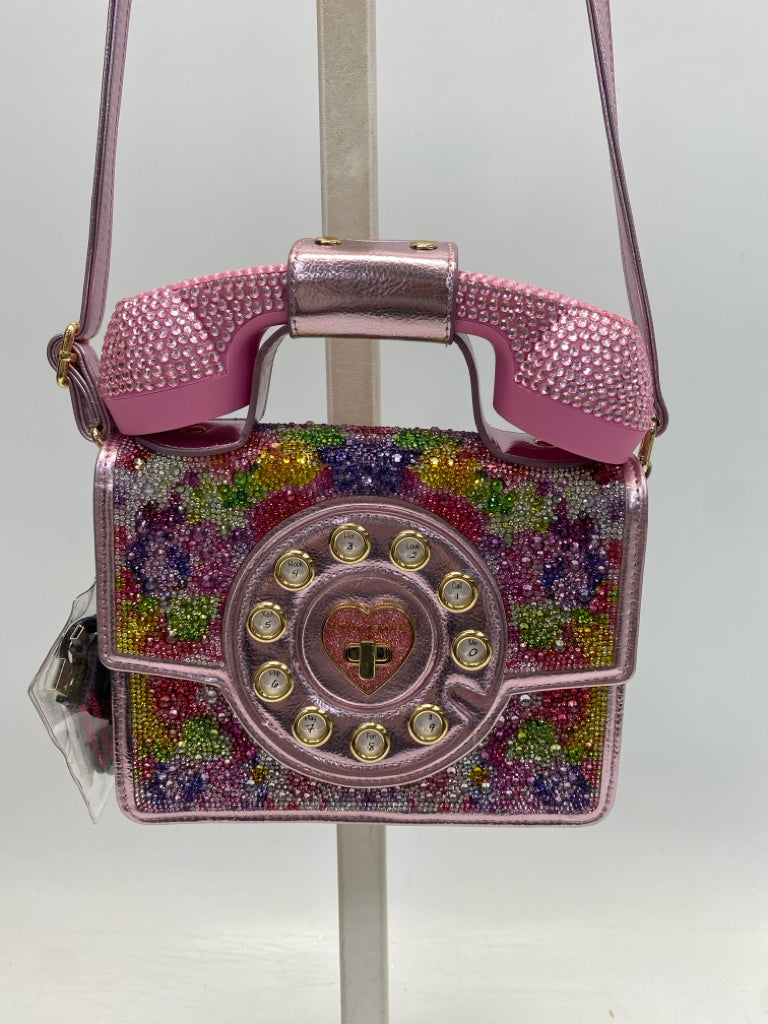 Betsey Johnson Pink Multi-Color Rhinestone(s) Handbag