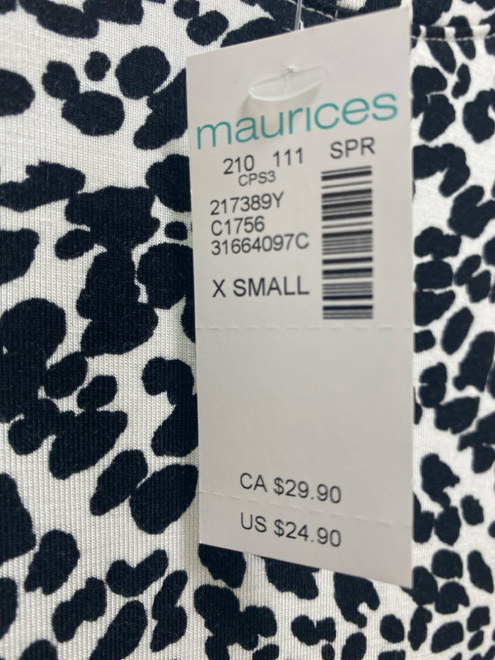 NWT maurices Size XS White Black Animal Print Sleeveless Ladies Dress