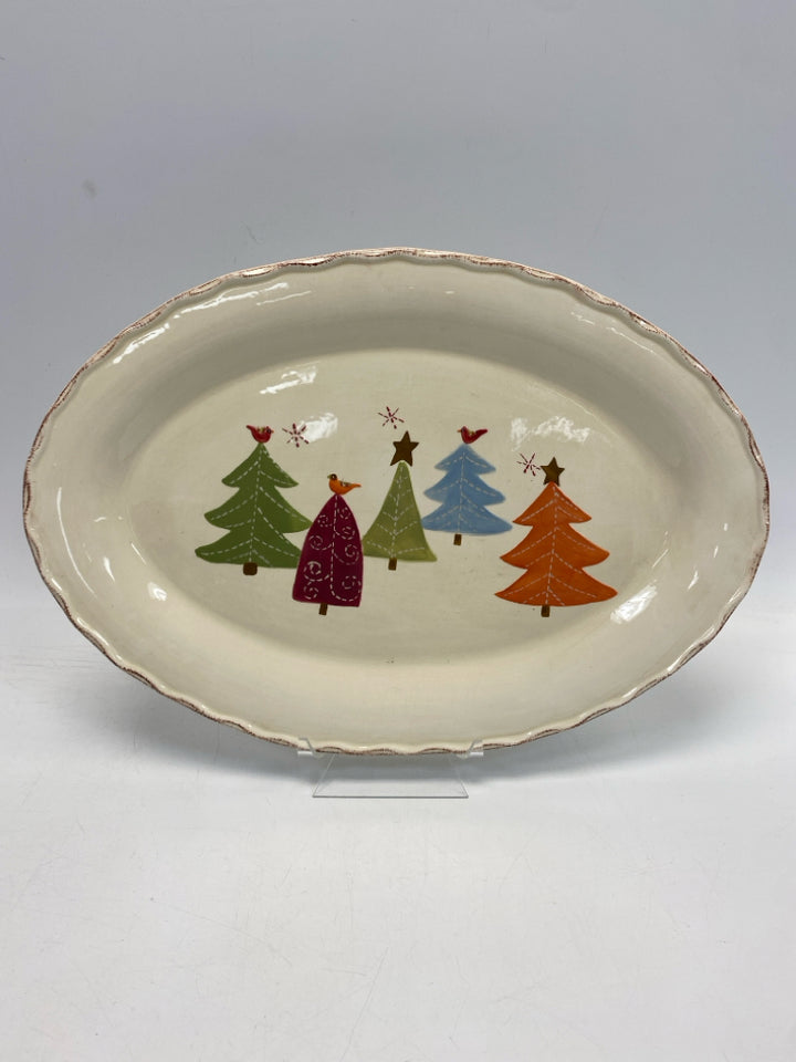 Cream Multi Color Trees Christmas