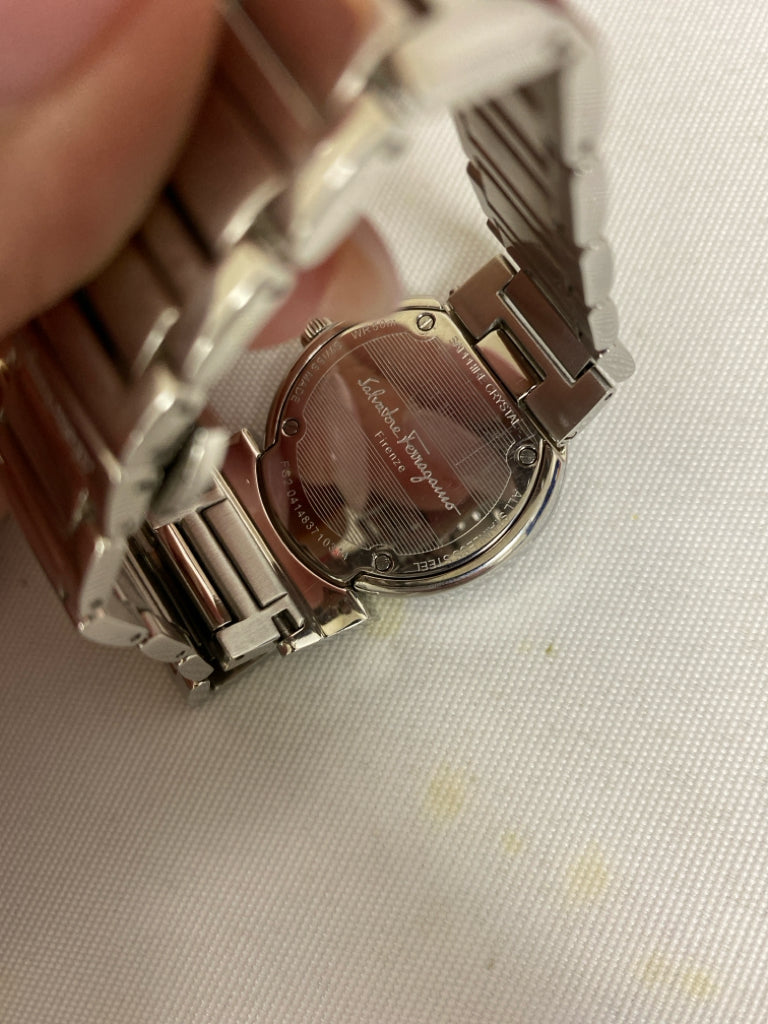 NWOT Ferragamo Silver Color Iridescent Jeweled Ladies Wristwatch