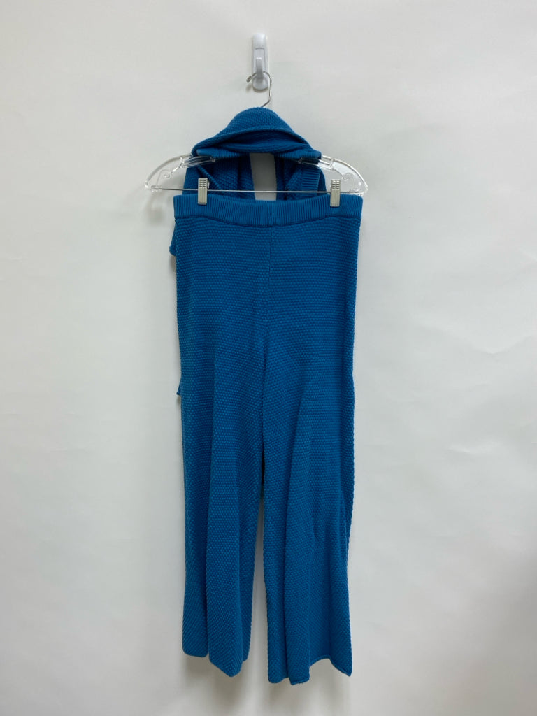 Free People Size S Turquoise Texture Wide Leg Knit Ladies 2pc Pant Set