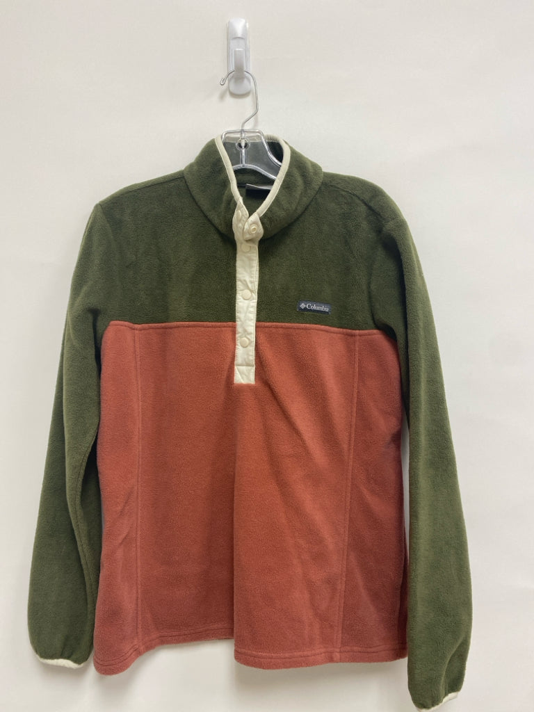 Columbia Size L Olive Green Terra Cotta Quarter Button Fleece Ladies Pullover