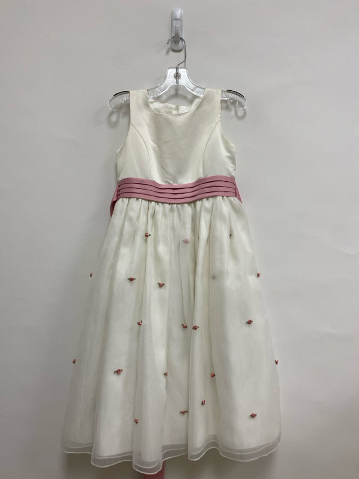 SIZE 8 White Pink Rosette Sleeveless Girl&