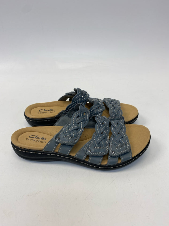 Clarks  Size 8 Slate Blue Braided Sandals