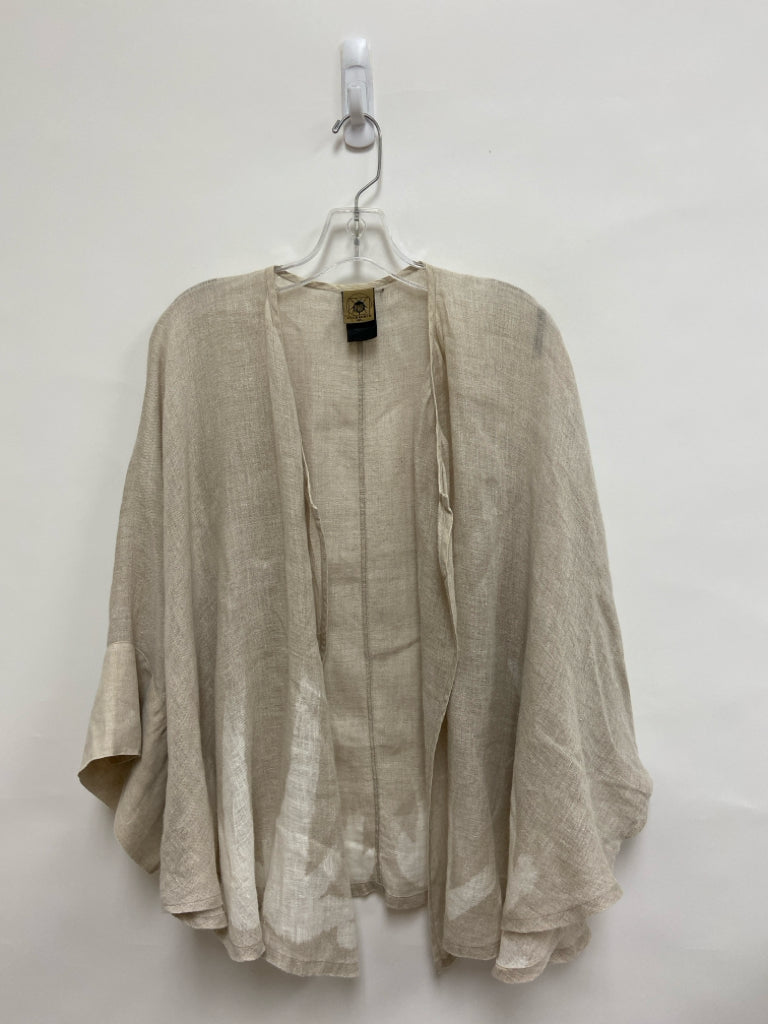 CHRZASZCZ INC. Size OSFM Tan Abstract Linen Ladies Kimono