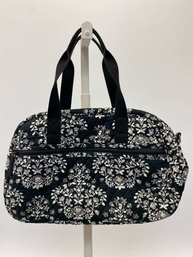 Vera Bradley Black Gray Flowers Duffle Bag