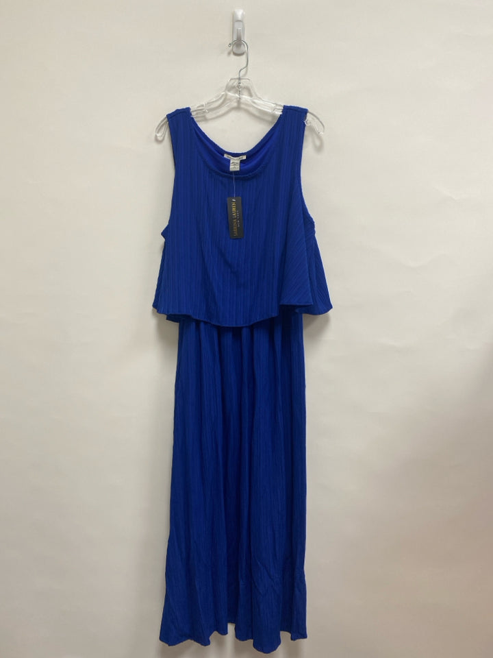 NWT SABRINA LAUREN  SIZE  2X Blue Texture Maxi Plus Size Dress