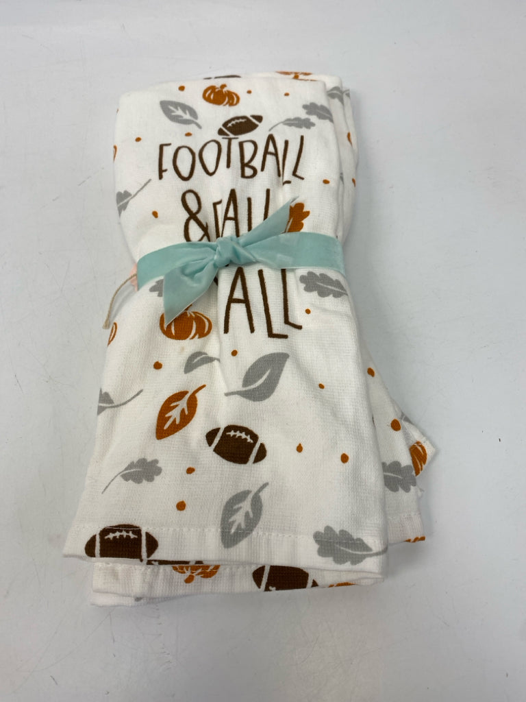White Brown/Gray Football Tea Towel