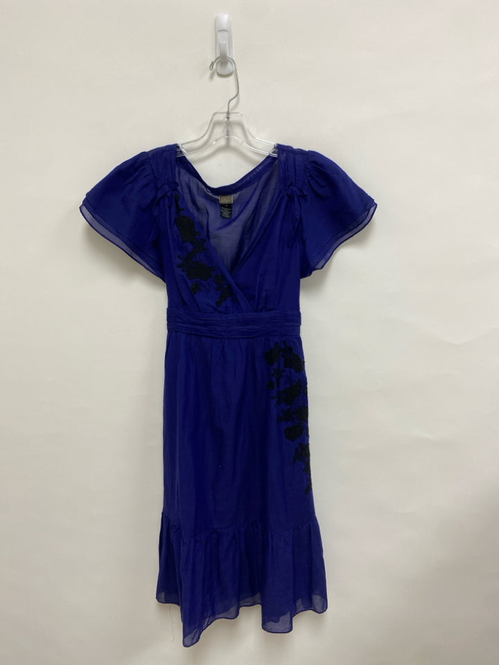 Size 8 Blue Black Lace Silk Blend Ladies Dress