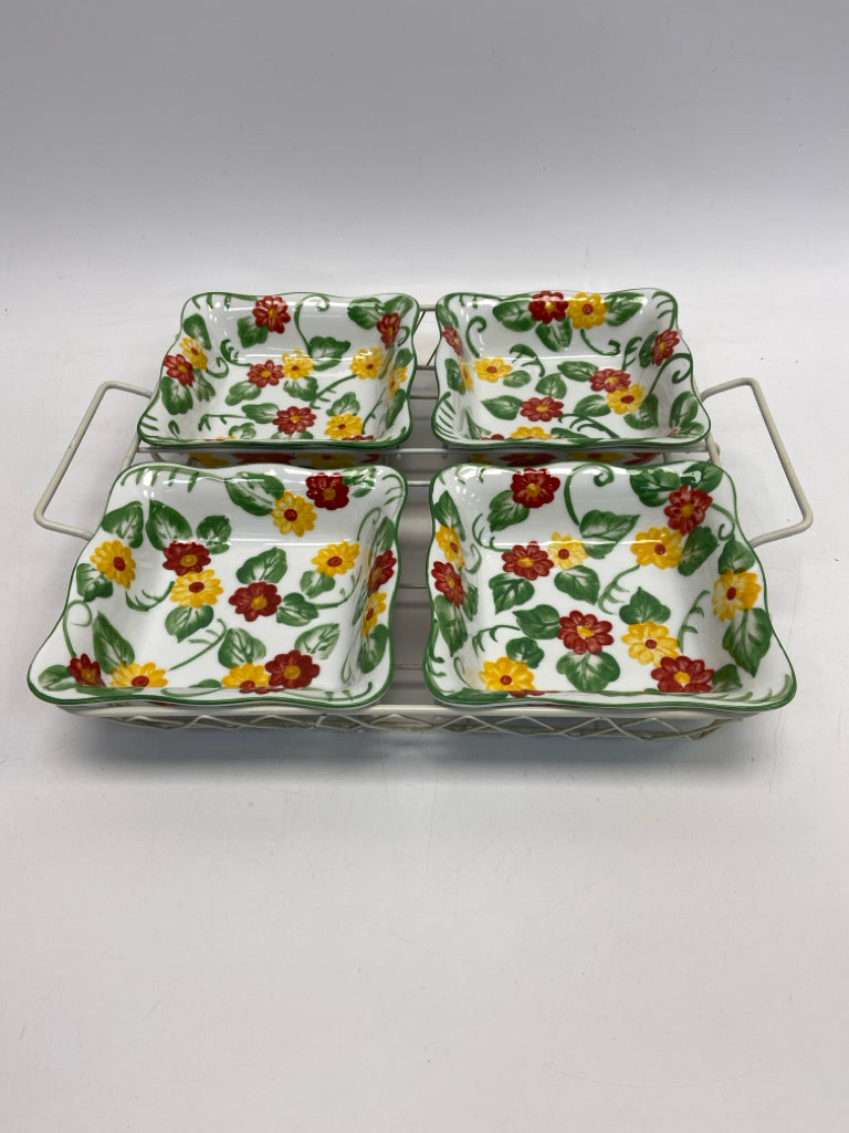 Temp-tations White Red/Yellow Flowers Serving Piece