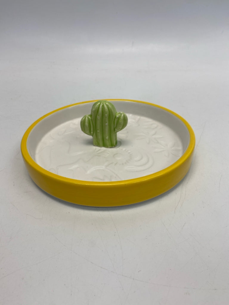 White Yellow/Green Cactus Ceramic Barware