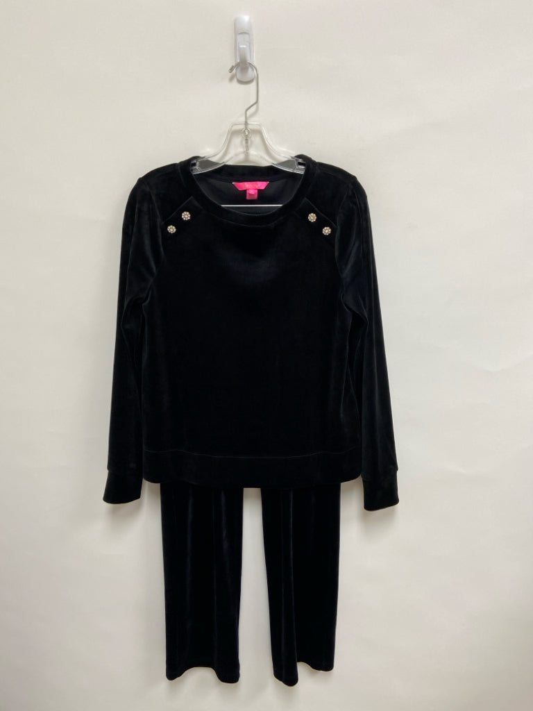 LILLY PULITZER Size S Black Velour Ladies 2pc Pant Set