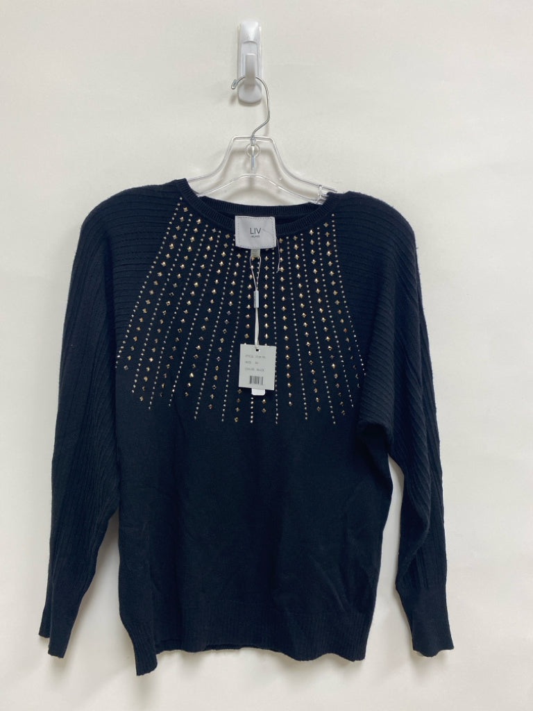 NWT LIV MILANO Size XS Black Silver Studded Batwing Ladies Sweater
