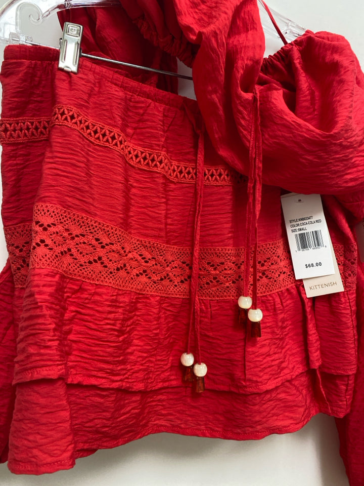 NWT Size S Red Texture Ladies 2pc Skirt