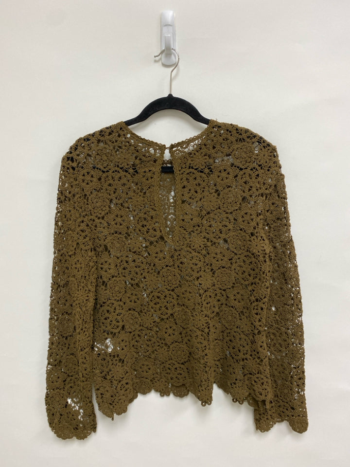 NWT Zara Size M Brown Crochet Ladies Sweater