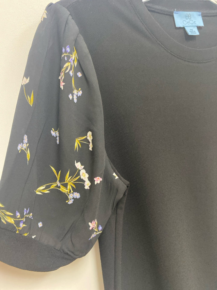 NWT CeCe Size MP Black Petite Top