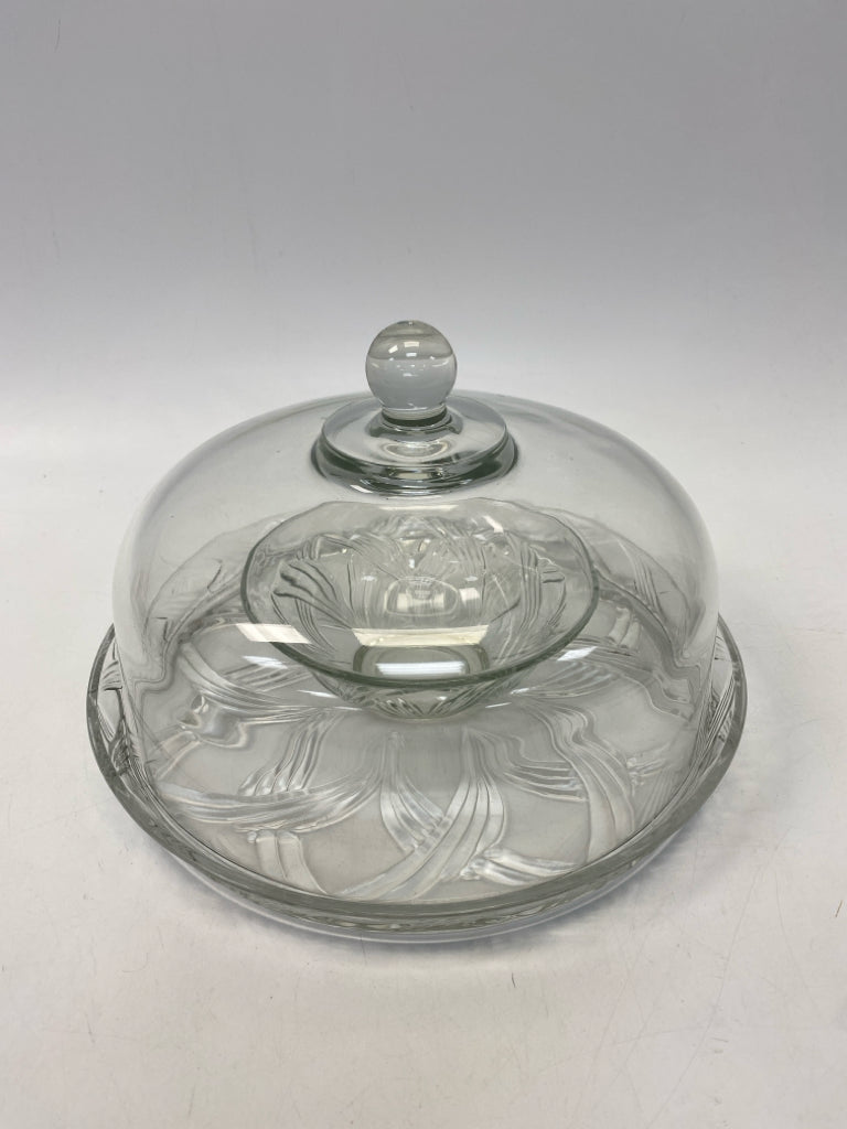 Anchor Hocking Clear Reversible Glass Cake Plate/Stand