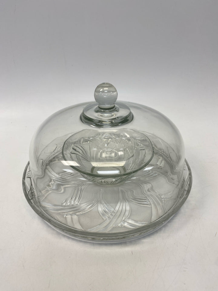 Anchor Hocking Clear Reversible Glass Cake Plate/Stand