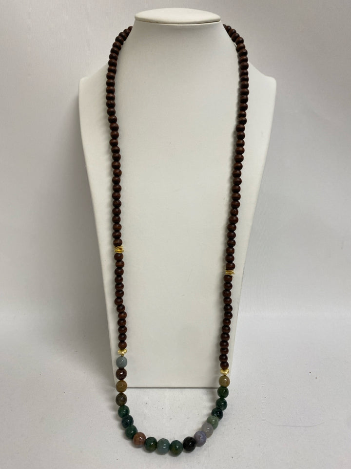 Brown/Gold Multi Color Beaded Necklace