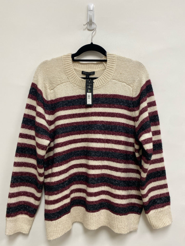 NWT Banana Republic Size XL Cream Burgundy/Black Stripes Ladies Sweater