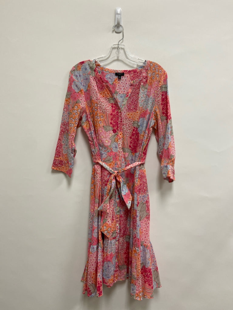 Talbots Size 10P Pink/White Orange/Multi Floral Button Up Petite Dress