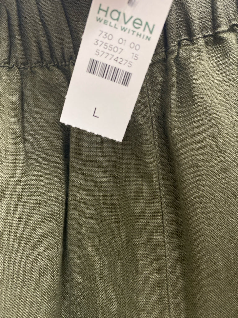 NWT HAVEN Size M Dark Olive Pull-on Chambray Ladies Pants