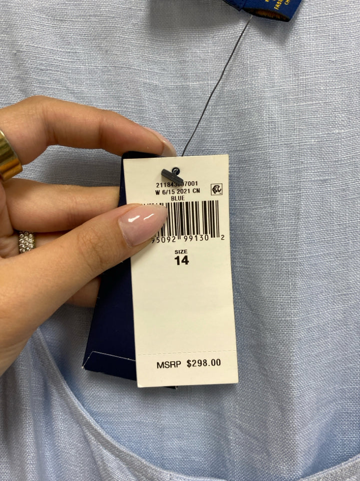 NWT Polo Size 14 Powder Blue Button Up Linen Ladies Dress