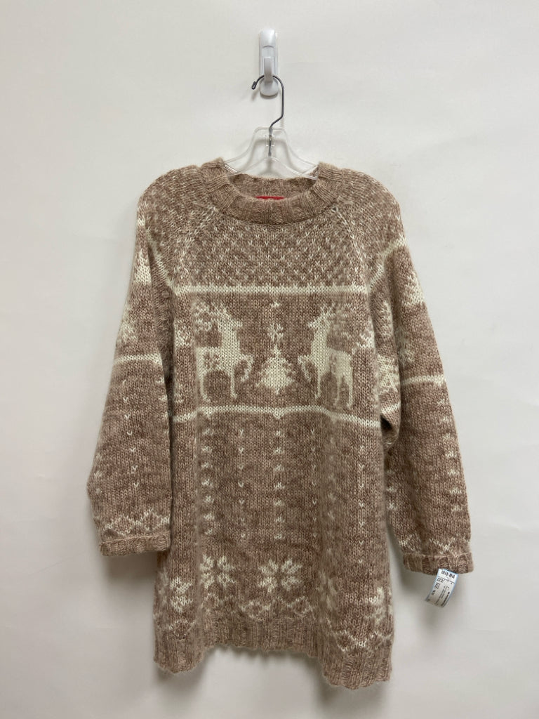Venezia Size 18/20 Tan White Reindeer Wool Blend Plus Size Sweater