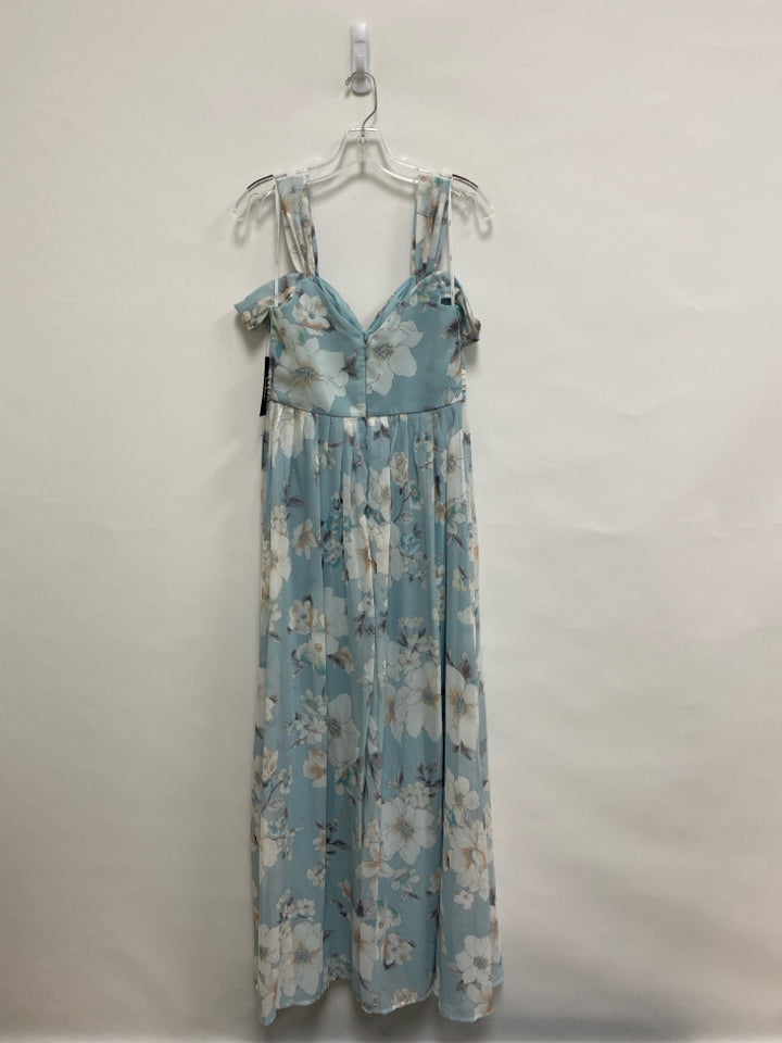 NWT LuLus Size S Powder Blue Cream/Gray Flowers Maxi Ladies Dress