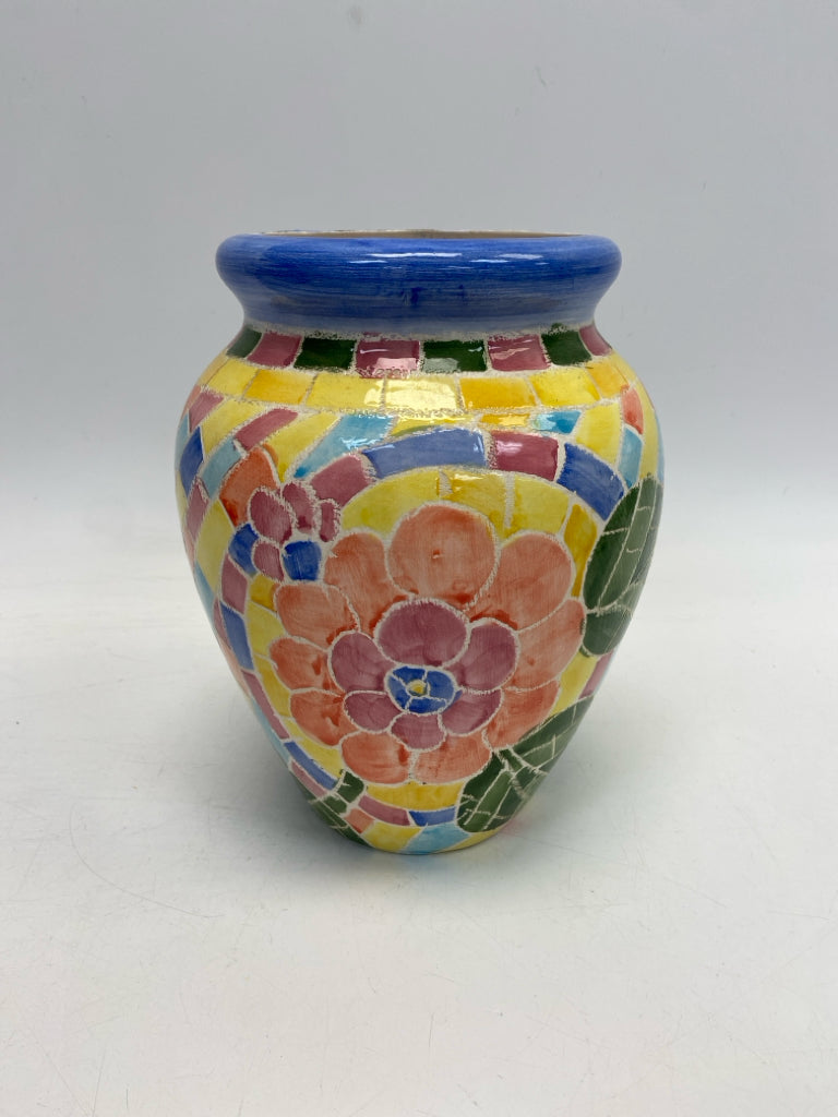 Multi Color Mosaic Ceramic Vase