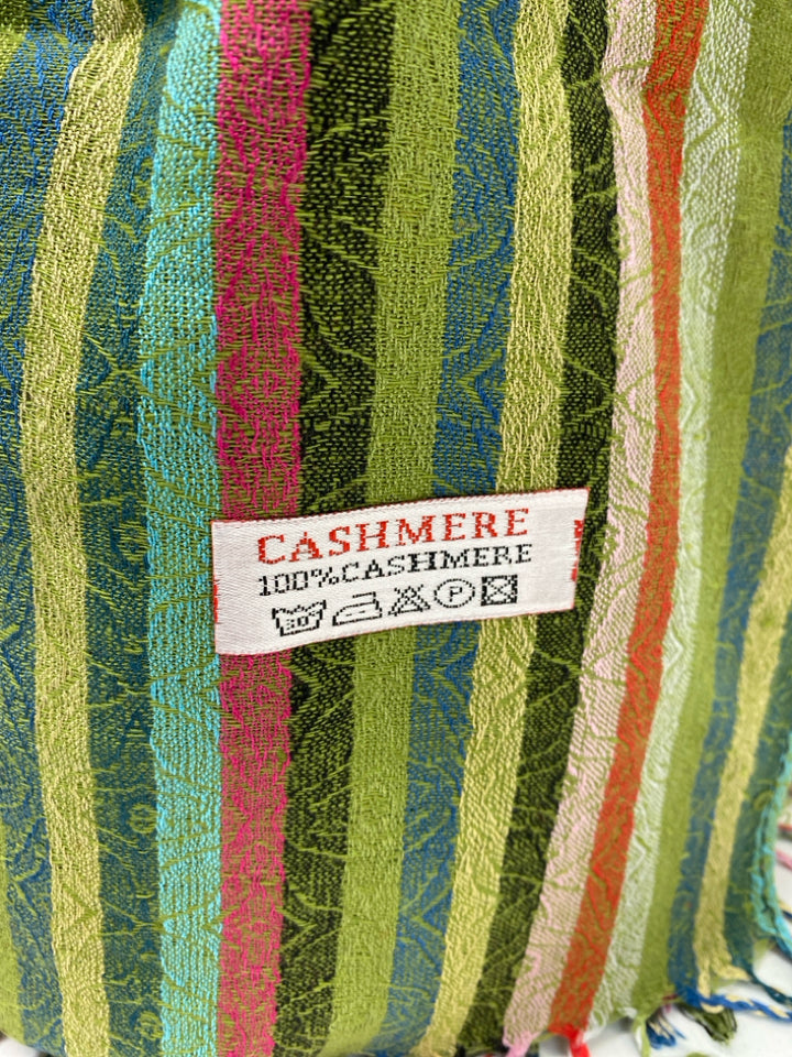 Green Multi Color Stripe Scarf
