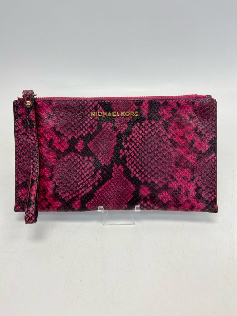 Michael Kors Fuchsia Black Snakeprint Wristlet