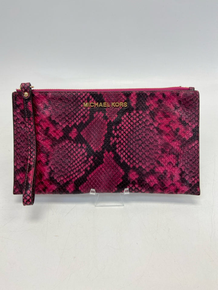 Michael Kors Fuchsia Black Snakeprint Wristlet