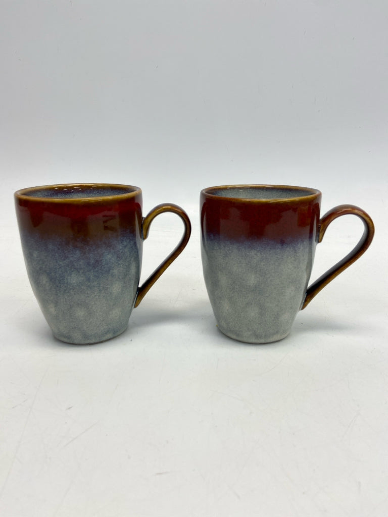 Gray Brown Trimmed Stoneware Coffee Mug