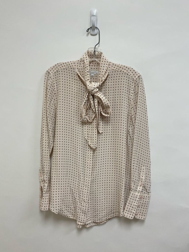 Equipment Size M Pale Peach Black Polka Dot Ladies Top