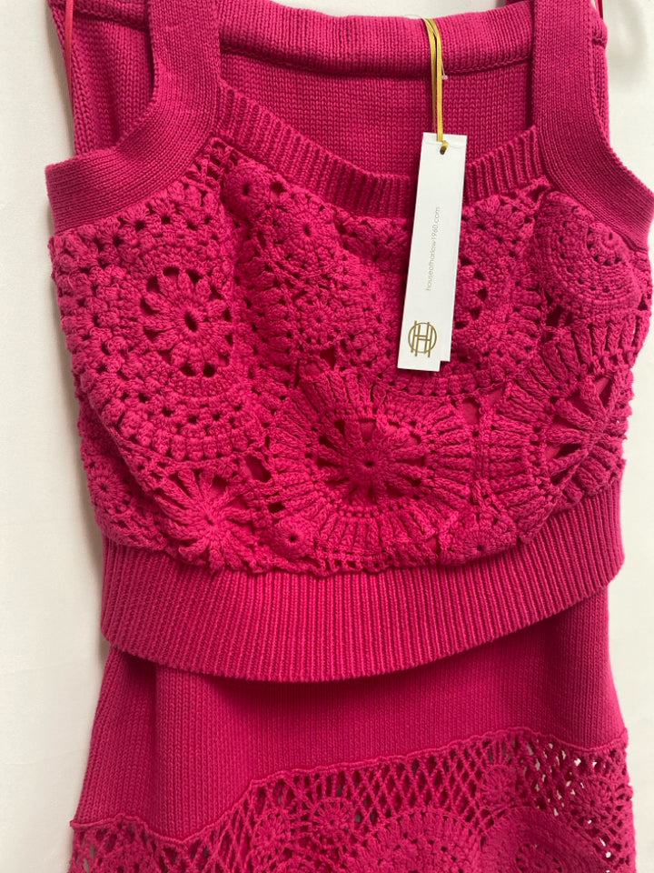 NWT House of Harlow Size S Hot Pink Sleeveless Knit Ladies 2pc Skirt