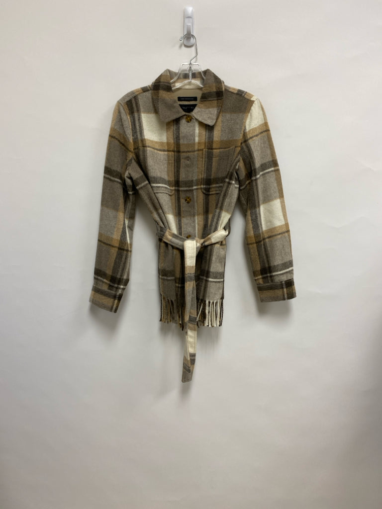 Talbots Size S Beige Brown/Cream Plaid Button Up Ladies Jacket