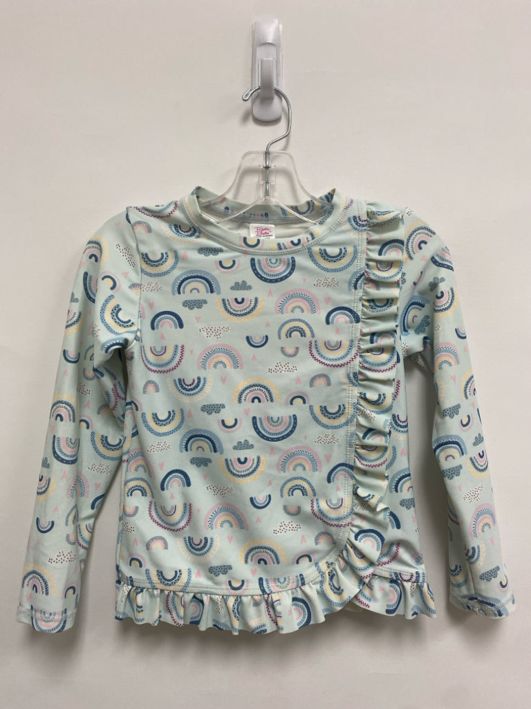 Ruffle Butts SIZE 6 White Blue/Pink Rainbows Girl&